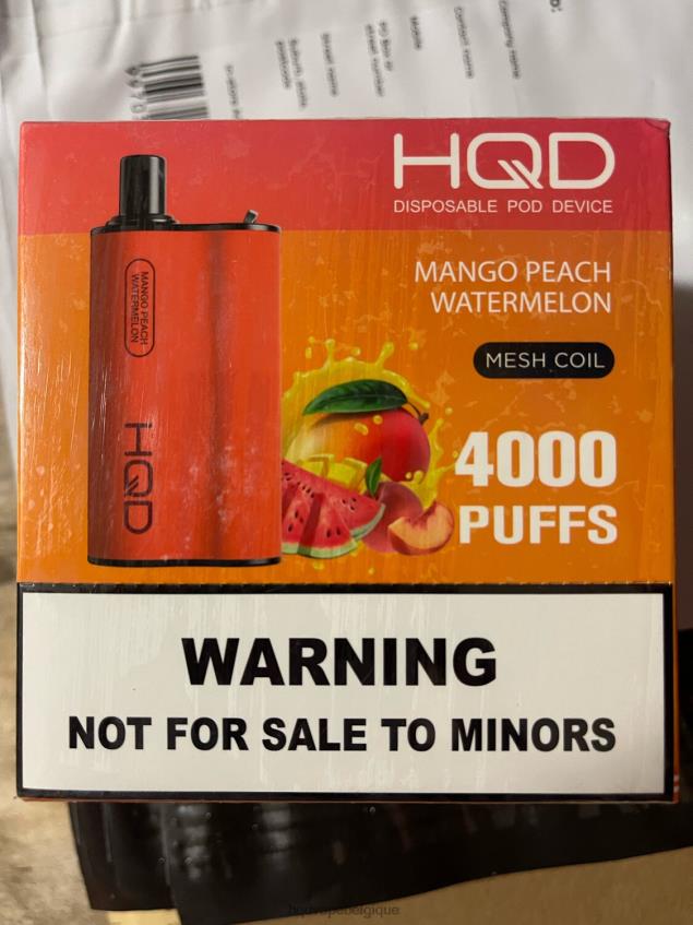 HQD BOX 4000 bouffées 4N6NN107 HPD flavors vape pastèque pêche mangue