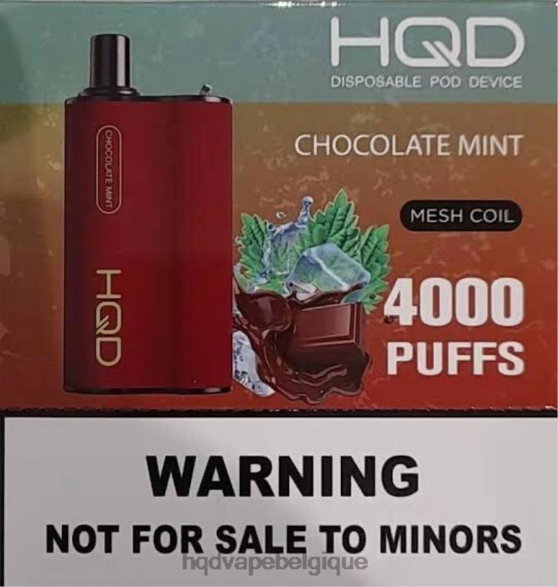 HQD BOX 4000 bouffées 4N6NN111 HPD vape belgique menthe chocolat