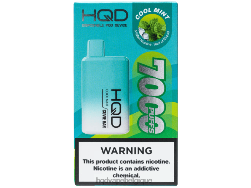 HQD CUVIE BAR jetable 4N6NN159 HPD nicotine free vape menthe fraîche