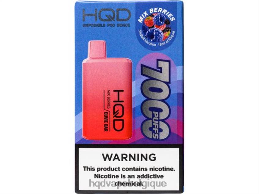 HQD CUVIE BAR jetable 4N6NN222 HPD vape belgium mélanger les baies