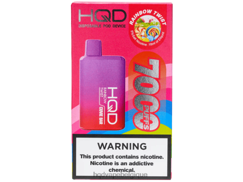 HQD CUVIE BAR jetable 4N6NN242 HPD vape belgium torsion arc-en-ciel