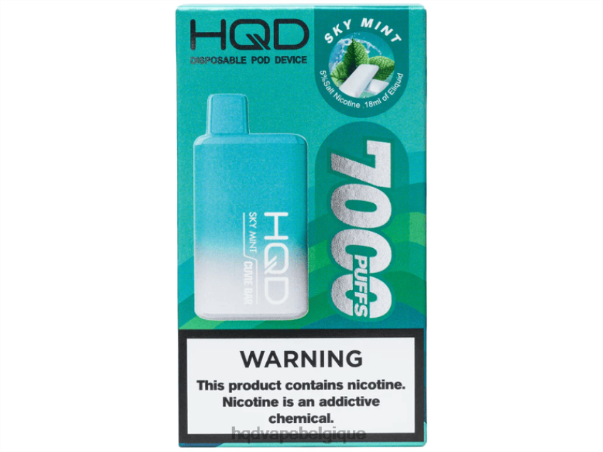 HQD CUVIE BAR jetable 4N6NN249 HPD nicotine free vape menthe céleste