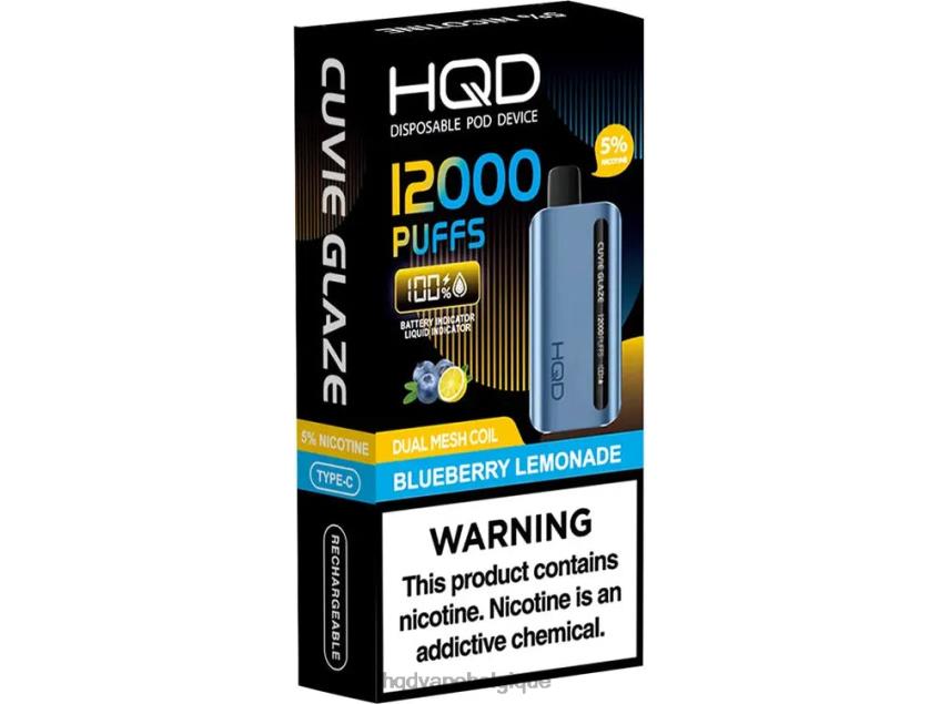 HQD CUVIE GLAZE vape jetable 12000 4N6NN142 HPD vape belgium limonade aux bleuets