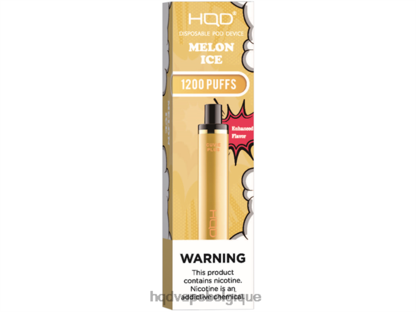 HQD CUVIE PLUS vape jetable 4N6NN219 HPD nicotine free vape glace au melon